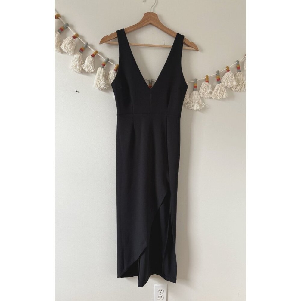 Abercrombie & Fitch Plunge V-neck Aline Slit Midi Dress Sleeveless Datenight XS